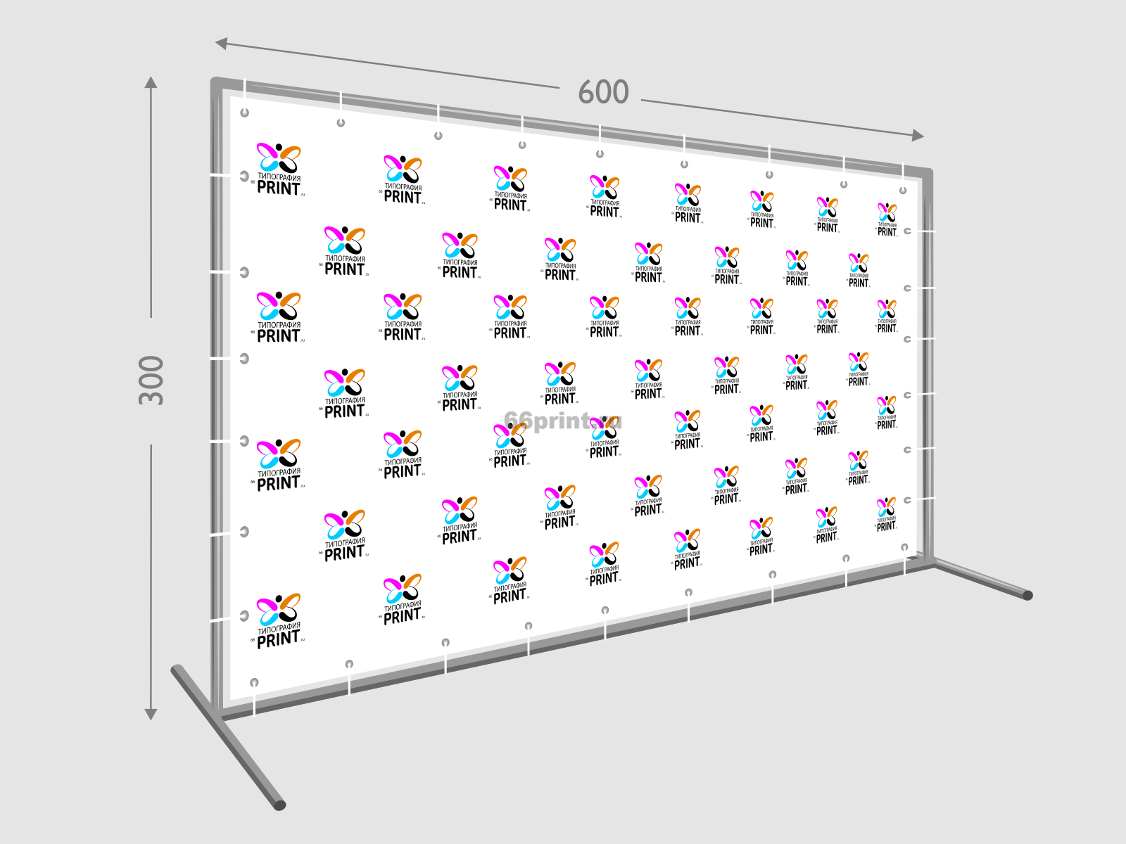 Пресс волл 300х600 см. (конструкция + баннер с печатью 720 dpi) –  типография в Лянторе